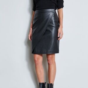 Elie Tahari VEGAN LEATHER FAUX WRAP SKIRT